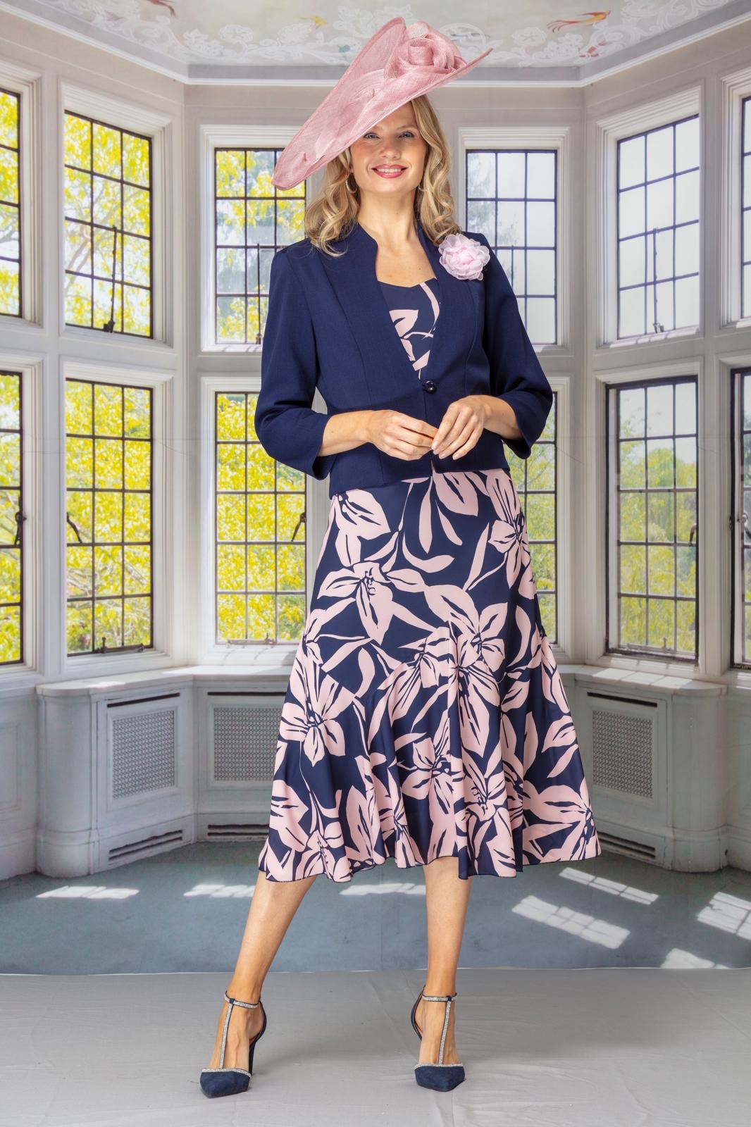 GLITZ DRESS AND JACKET STYLE 1596 COLOUR NAVY/PINK