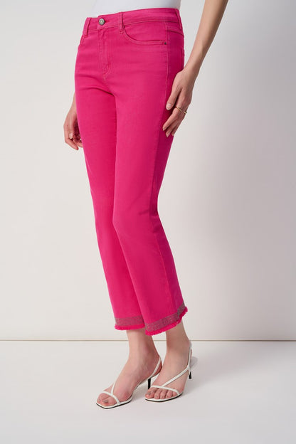 JOSEPH RIBKOFF FRAYED HEM  PANT STYLE 243964S25 COLOUR GERANIUM