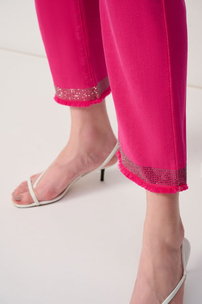 JOSEPH RIBKOFF FRAYED HEM  PANT STYLE 243964S25 COLOUR GERANIUM