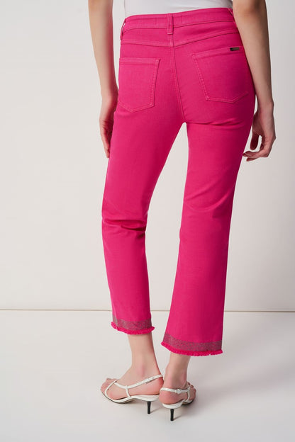 JOSEPH RIBKOFF FRAYED HEM  PANT STYLE 243964S25 COLOUR GERANIUM