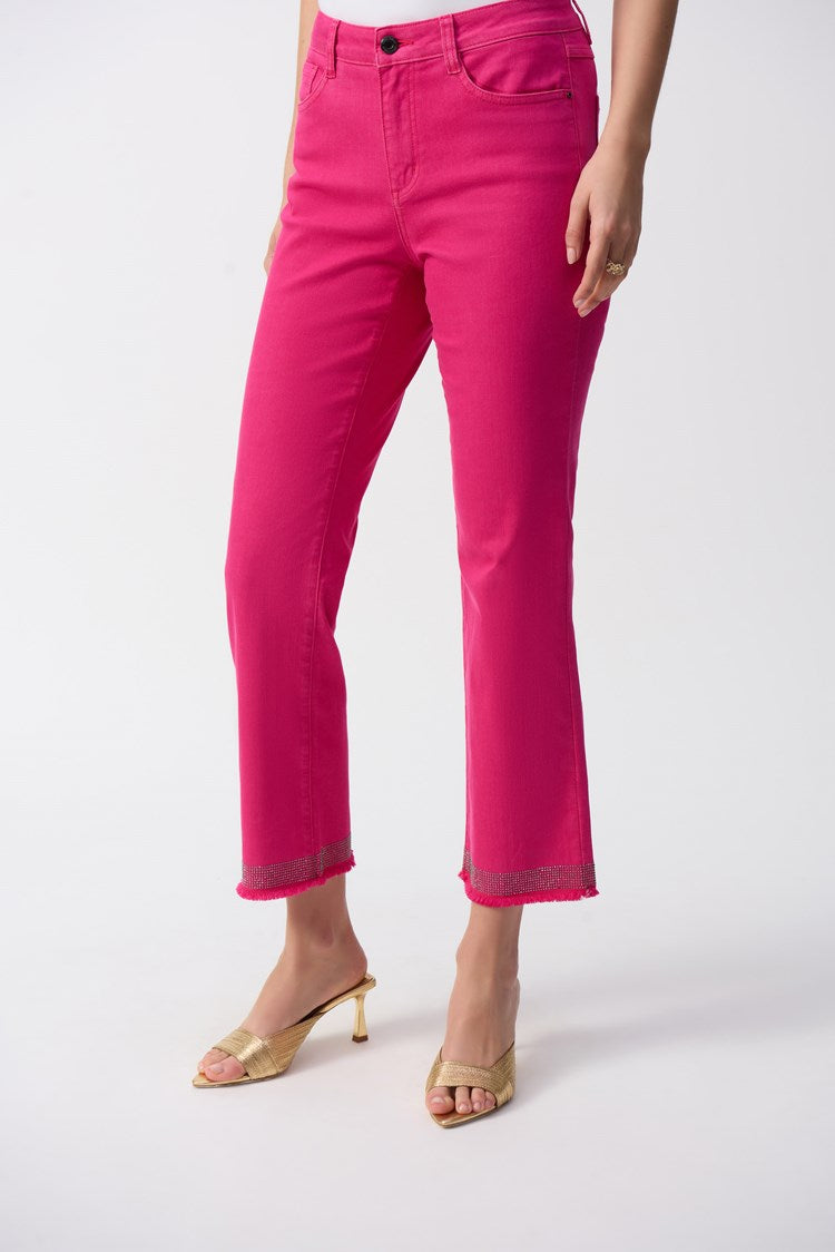 JOSEPH RIBKOFF FRAYED HEM  PANT STYLE 243964S25 COLOUR GERANIUM