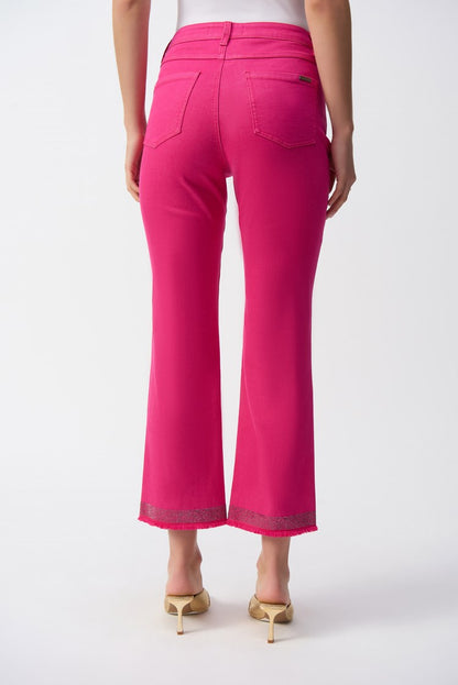 JOSEPH RIBKOFF FRAYED HEM  PANT STYLE 243964S25 COLOUR GERANIUM