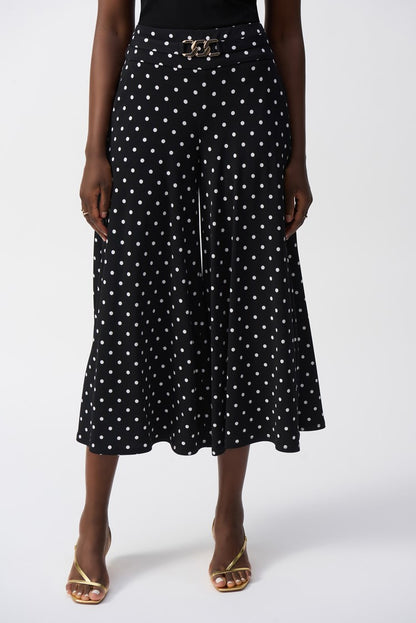 JOSEPH RIBKOFF POLKA DOT PANT STYLE 251040 COLOUR BLACK/VANILLA