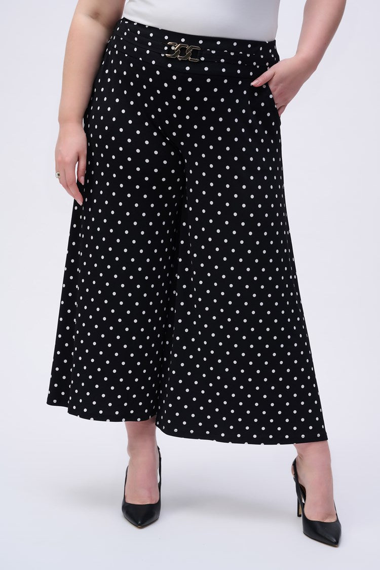 JOSEPH RIBKOFF POLKA DOT PANT STYLE 251040 COLOUR BLACK/VANILLA