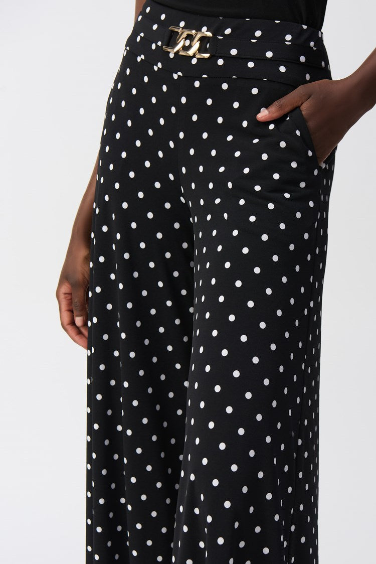 JOSEPH RIBKOFF POLKA DOT PANT STYLE 251040 COLOUR BLACK/VANILLA