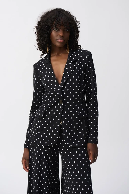 JOSEPH RIBKOFF POLKA DOT BLAZER STYLE 251051 COLOUR BLACK/VANILLA