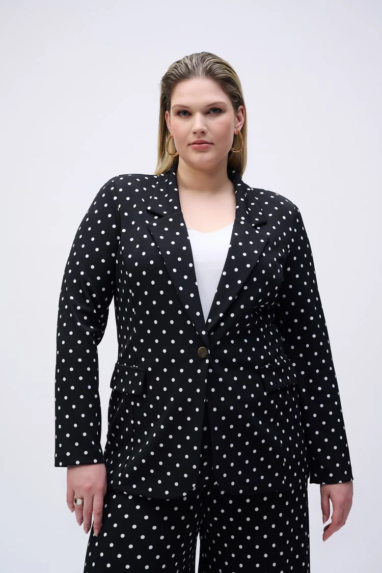 JOSEPH RIBKOFF POLKA DOT BLAZER STYLE 251051 COLOUR BLACK/VANILLA