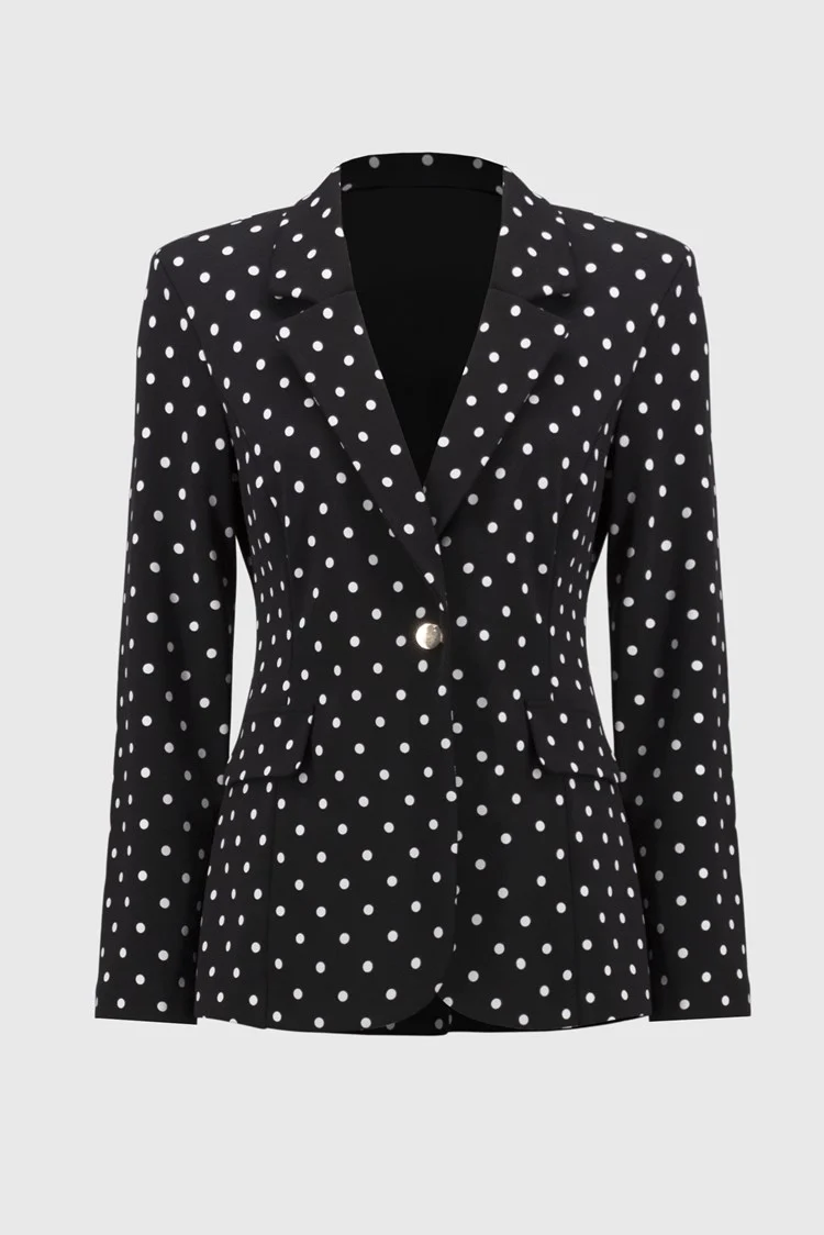 JOSEPH RIBKOFF POLKA DOT BLAZER STYLE 251051 COLOUR BLACK/VANILLA