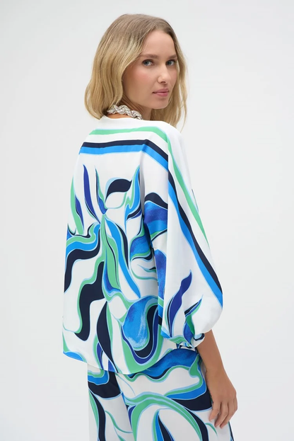 JOSEPH RIBKOFF TOP STYLE 252085 COLOUR VANILLA/MULTI
