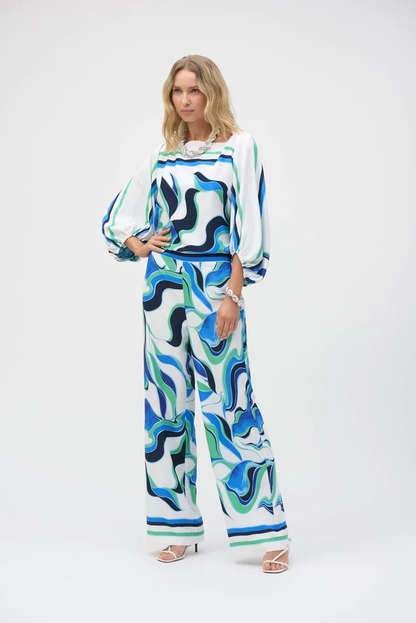 JOSEPH RIBKOFF TOP STYLE 252085 COLOUR VANILLA/MULTI