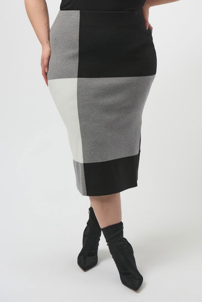 JOSEPH RIBKOFF SKIRT STYLE 253908 COLOUR BLACK/GREY/VANILLA