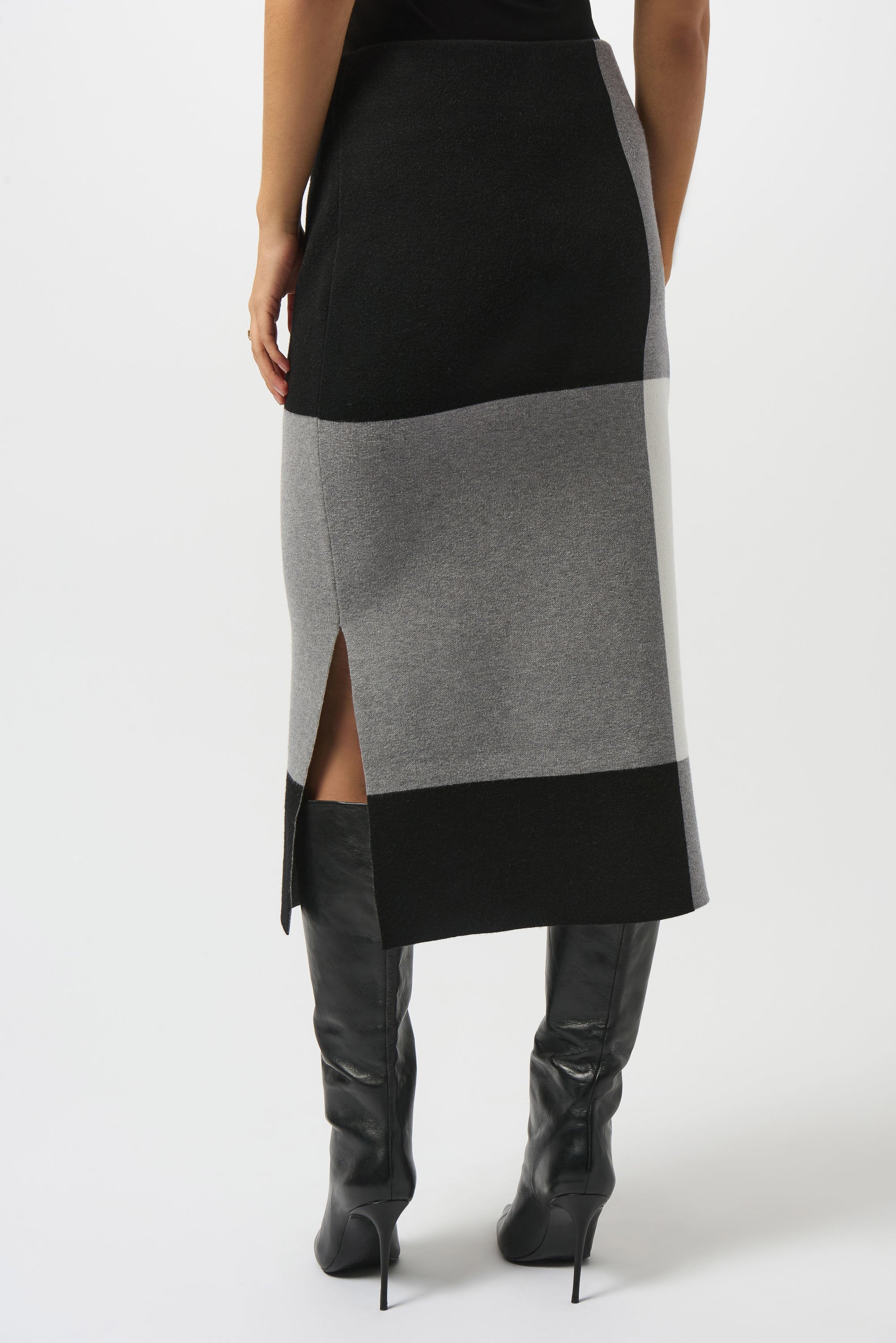 JOSEPH RIBKOFF SKIRT STYLE 253908 COLOUR BLACK/GREY/VANILLA