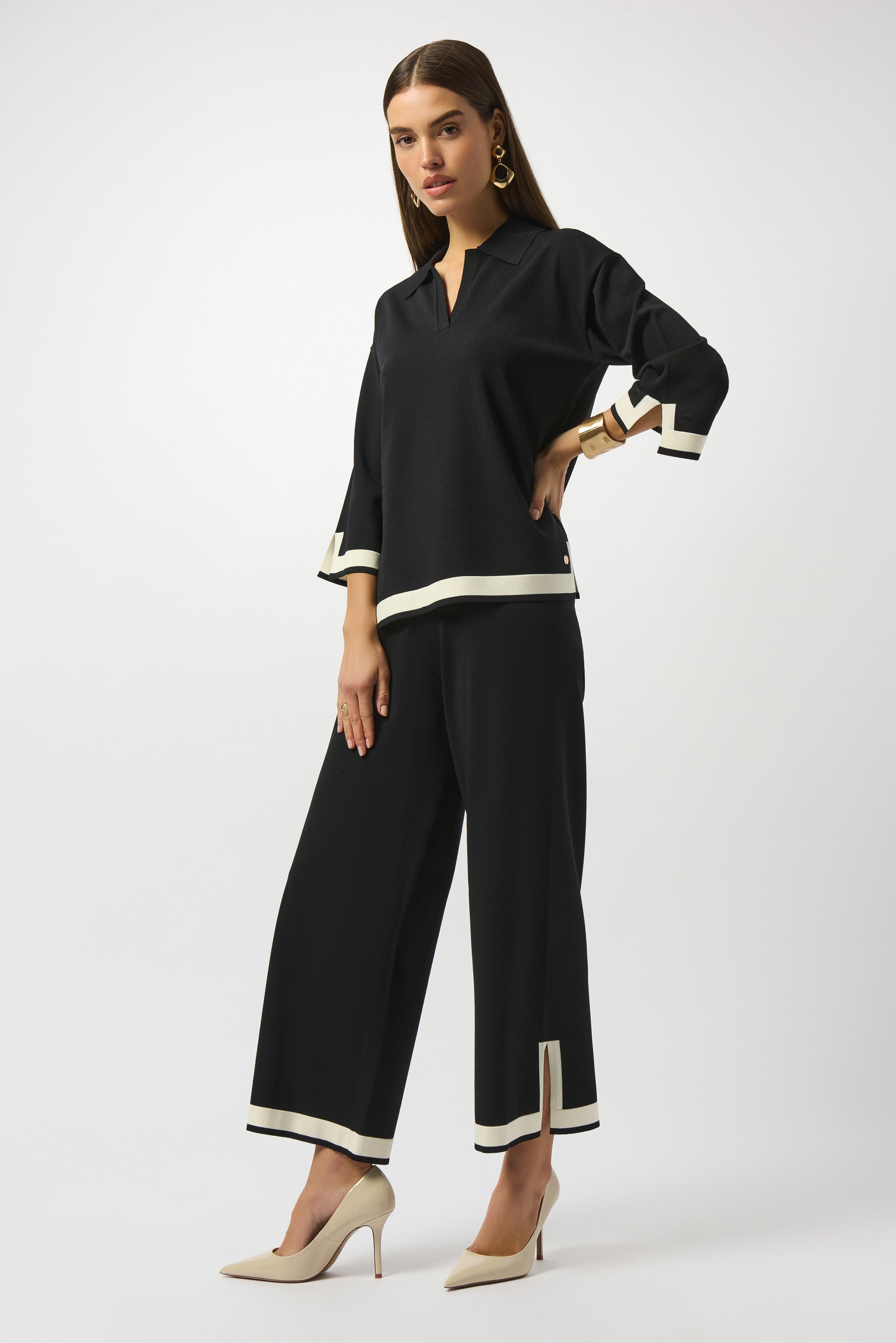 JOSEPH RIBKOFF TROUSERS STYLE 253910 COLOUR BLACK/VANILLA