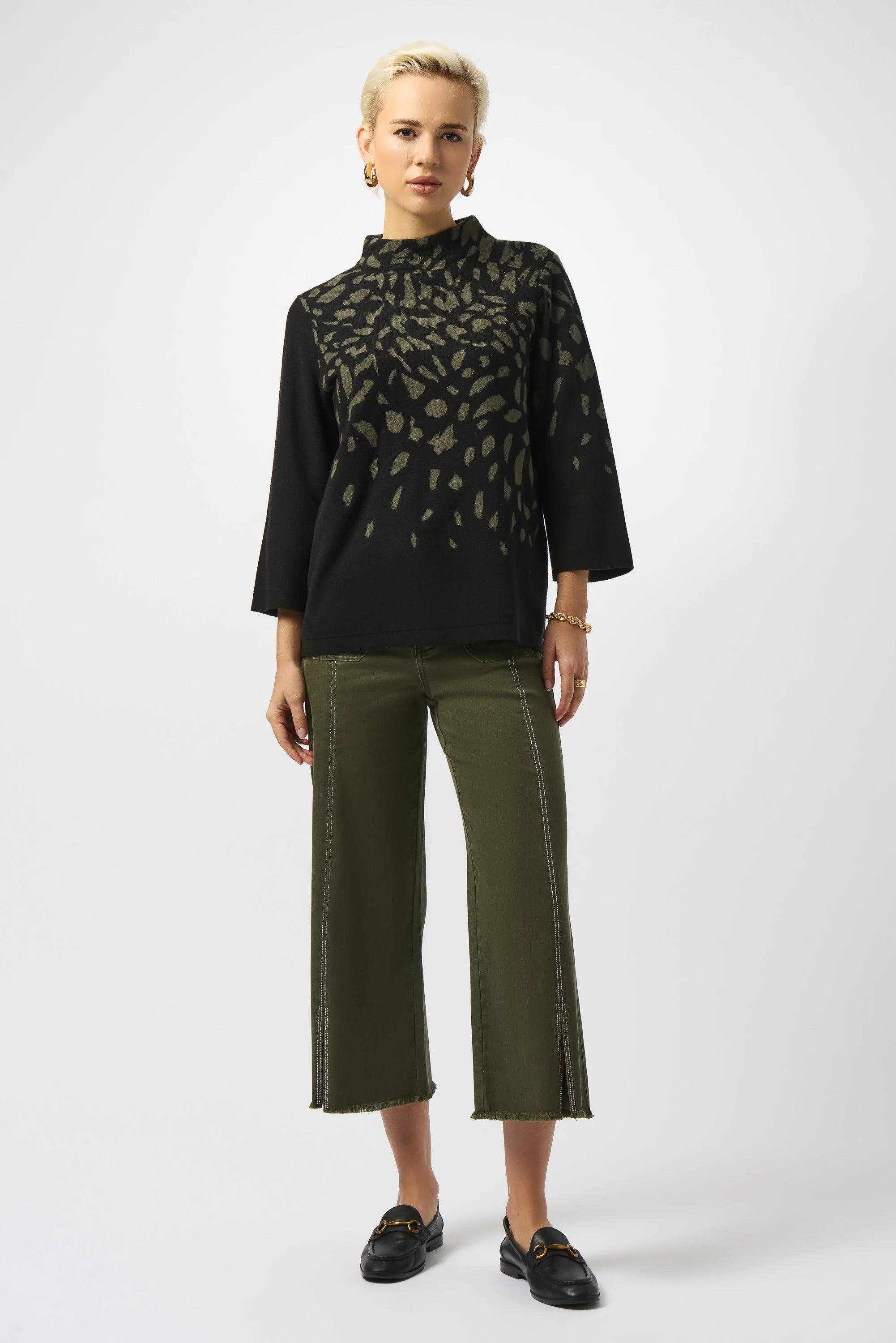 JOSEPH RIBKOFF TOP STYLE 253912 COLOUR BLACK/AVOCADO