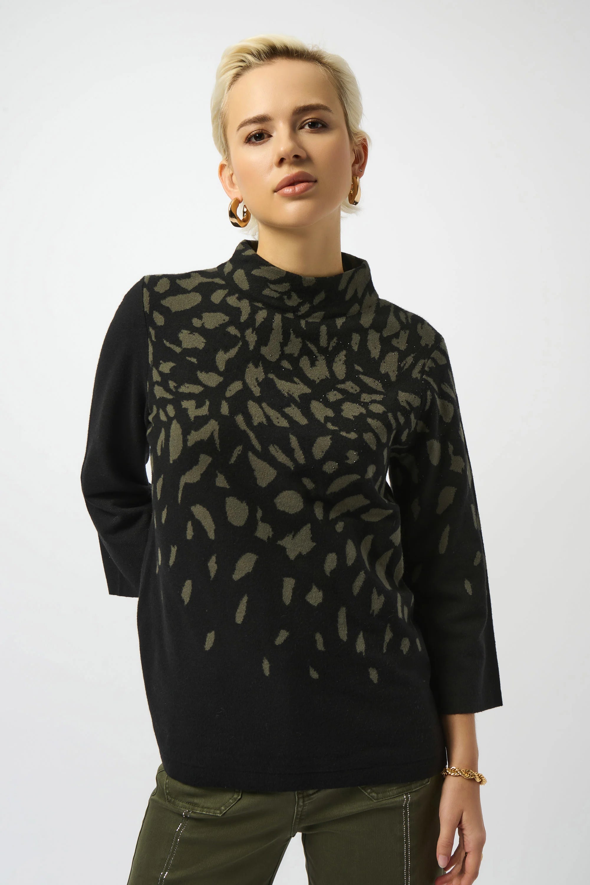 JOSEPH RIBKOFF TOP STYLE 253912 COLOUR BLACK/AVOCADO