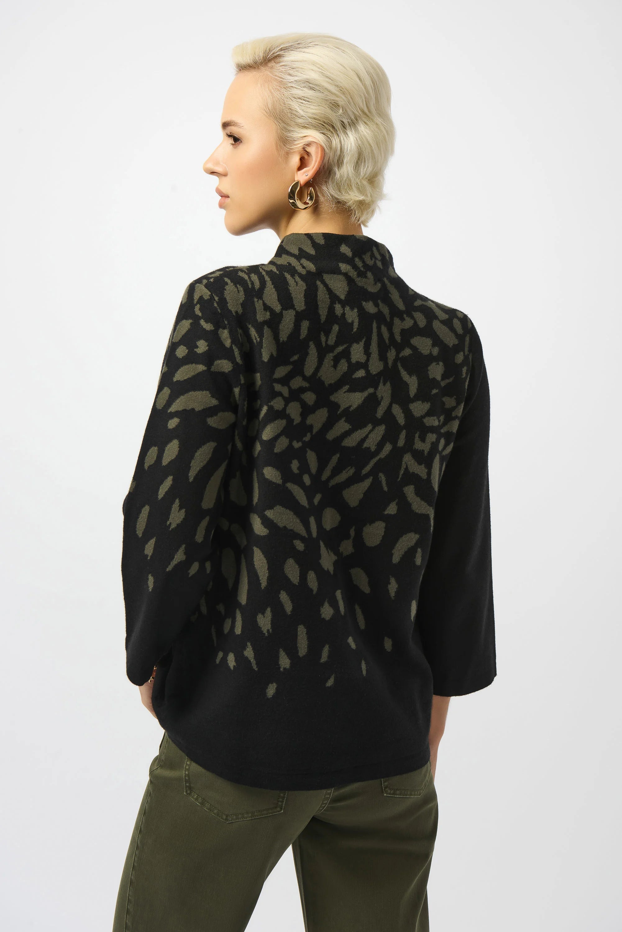 JOSEPH RIBKOFF TOP STYLE 253912 COLOUR BLACK/AVOCADO