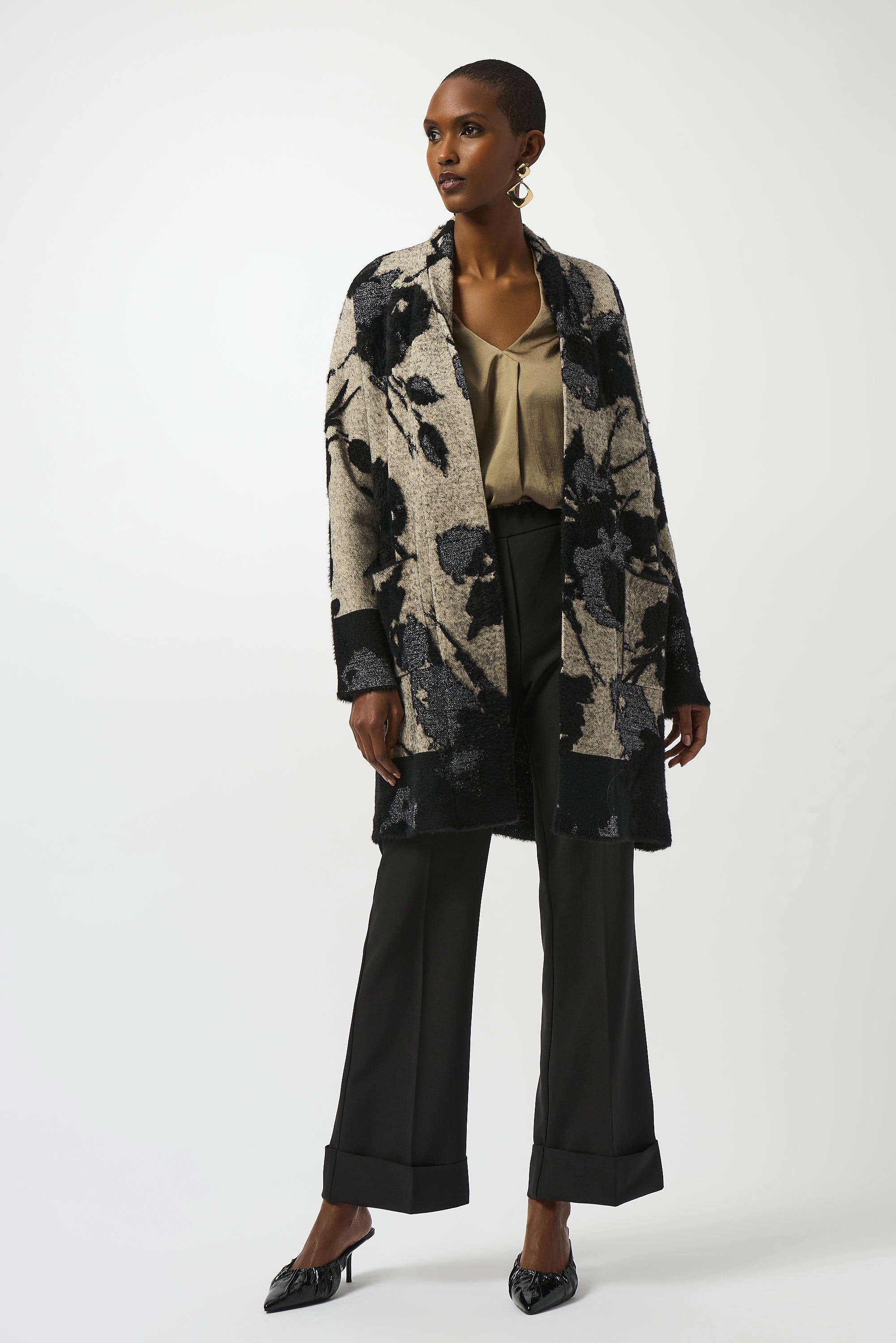 JOSEPH RIBKOFF CARDIGAN STYLE 253956 COLOUR CHAMPAGNE/BLACK
