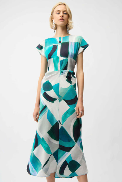 JOSEPH RIBKOFF DRESS STYLE 261251 COLOUR GREEN/MULTI
