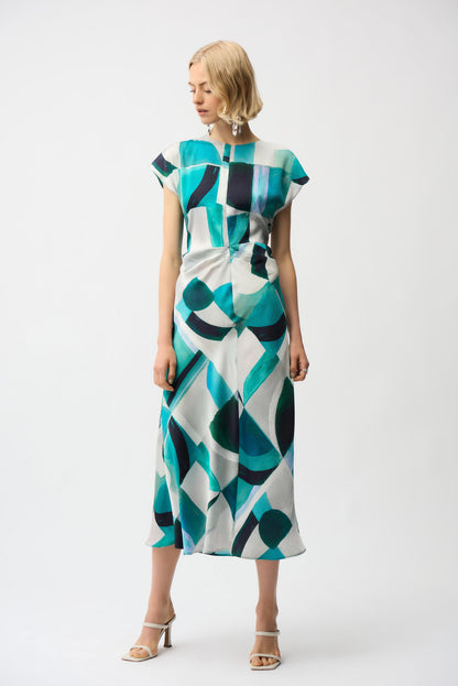 JOSEPH RIBKOFF DRESS STYLE 261251 COLOUR GREEN/MULTI