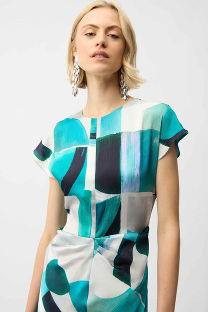 JOSEPH RIBKOFF DRESS STYLE 261251 COLOUR GREEN/MULTI