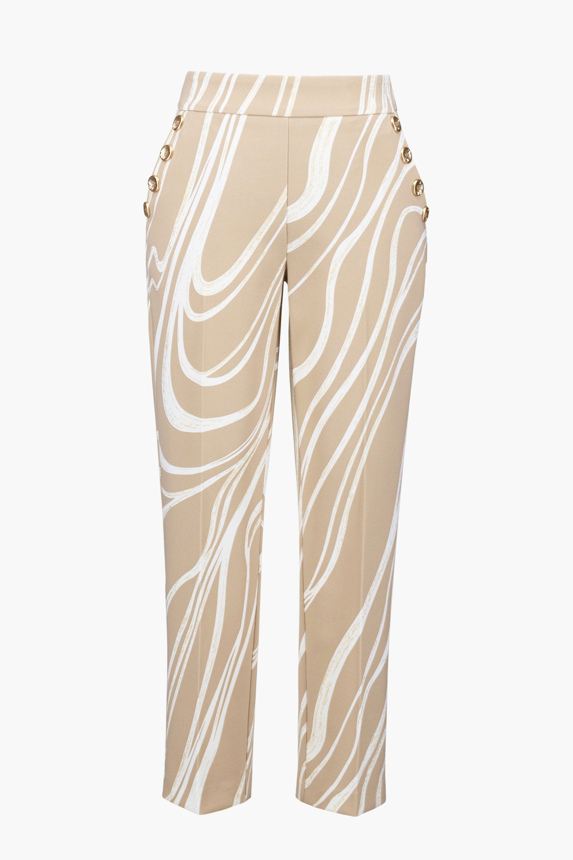 JOSEPH RIBKOFF ABSTRACT PRINT TROUSER STYLE 261751 COLOUR BEIGE/VANILLA