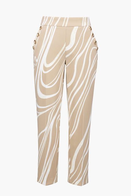JOSEPH RIBKOFF ABSTRACT PRINT TROUSER STYLE 261751 COLOUR BEIGE/VANILLA