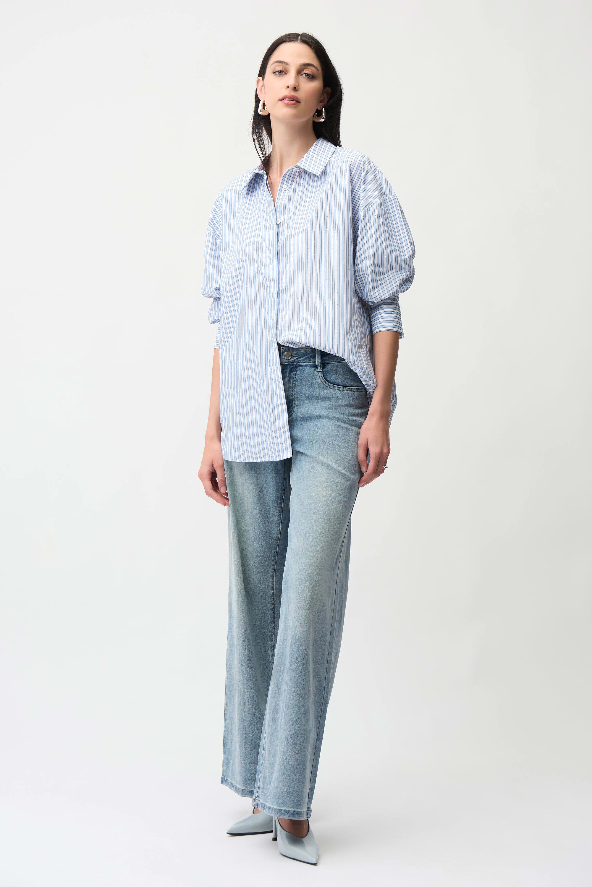 JOSEPH RIBKOFF BLOUSE STYLE 261931 COLOUR BLUE/VANILLA
