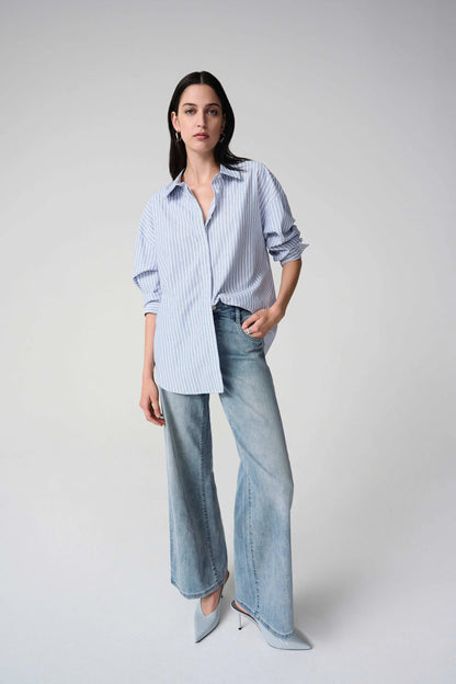 JOSEPH RIBKOFF BLOUSE STYLE 261931 COLOUR BLUE/VANILLA