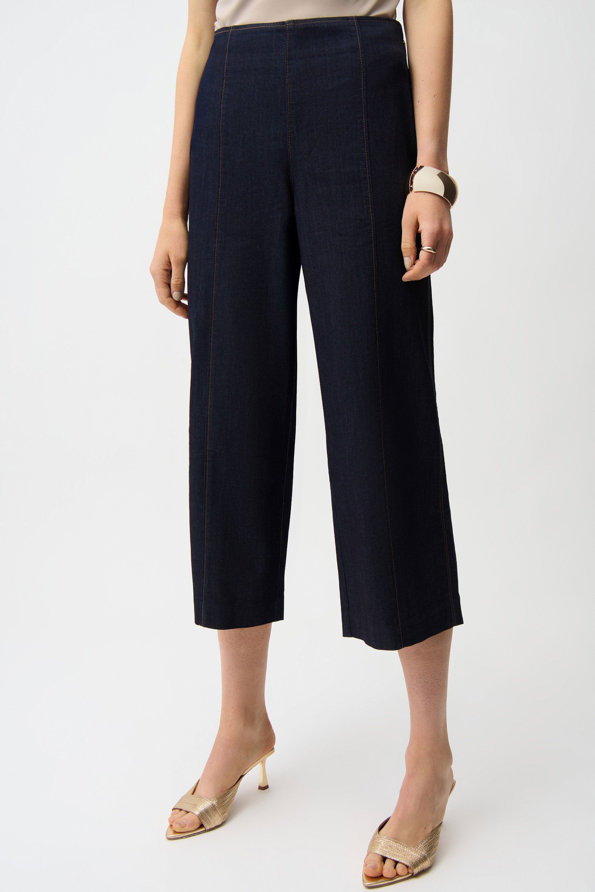 JOSEPH RIBKOFF CROPPED WIDE LEG TROUSER STYLE 261955 COLOUR DARK DENIM BLUE