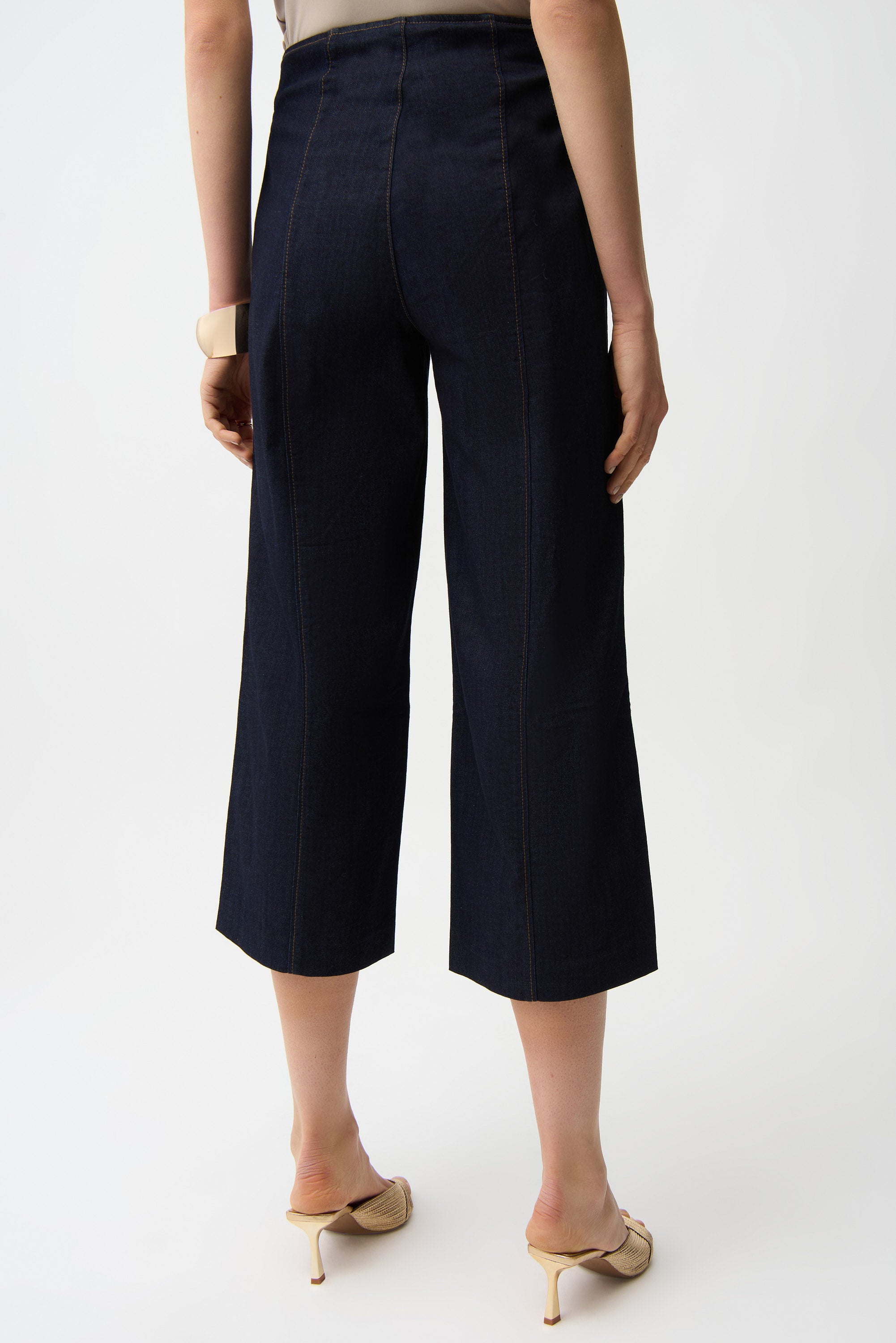 JOSEPH RIBKOFF CROPPED WIDE LEG TROUSER STYLE 261955 COLOUR DARK DENIM BLUE