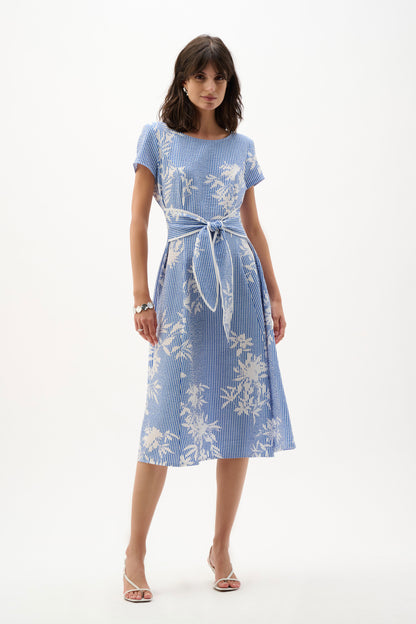 JOSEPH RIBKOFF DRESS STYLE 262191 COLOUR VANILLA/BLUE