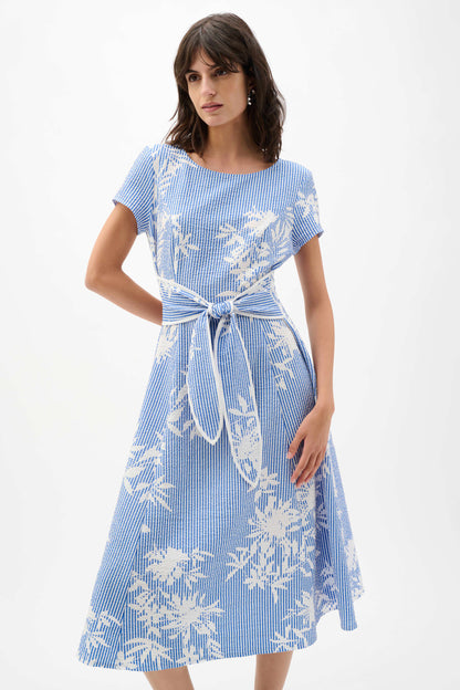 JOSEPH RIBKOFF DRESS STYLE 262191 COLOUR VANILLA/BLUE