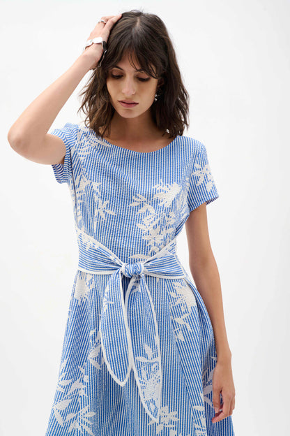 JOSEPH RIBKOFF DRESS STYLE 262191 COLOUR VANILLA/BLUE