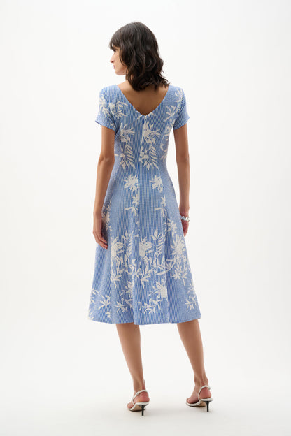 JOSEPH RIBKOFF DRESS STYLE 262191 COLOUR VANILLA/BLUE