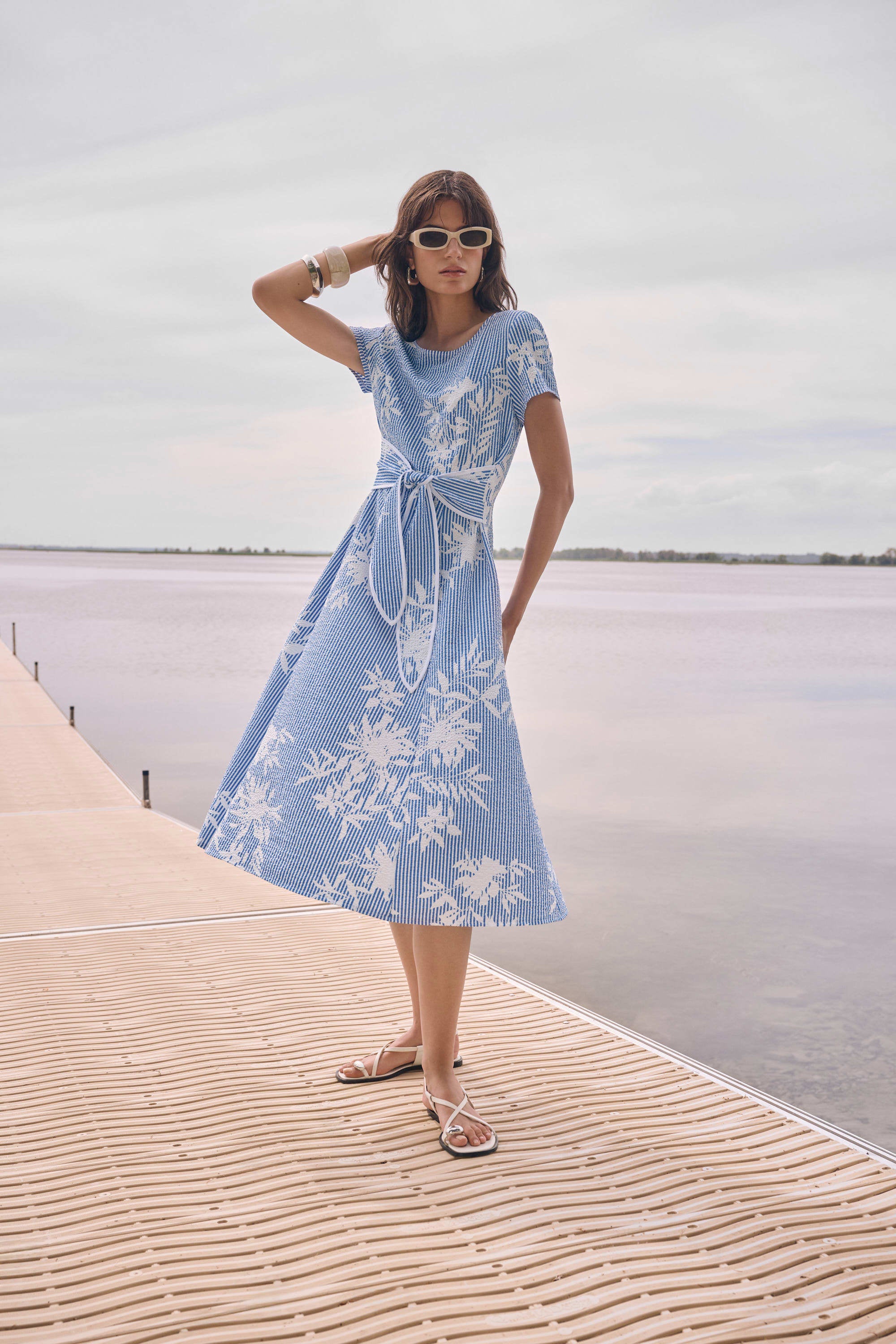 JOSEPH RIBKOFF DRESS STYLE 262191 COLOUR VANILLA/BLUE