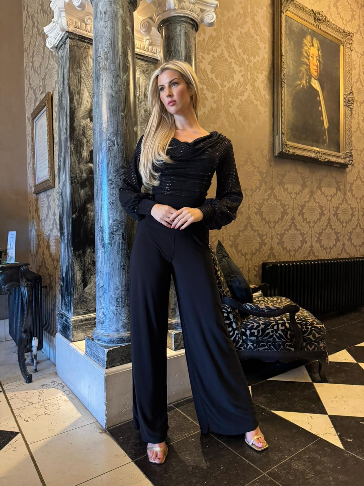 ATOM LABEL INDIUM SPARKLE JUMPSUIT COLOUR BLACK