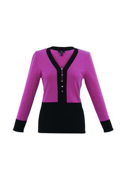 MARBLE SWEATER STYLE 7666 COLOUR MAGENTA/BLACK