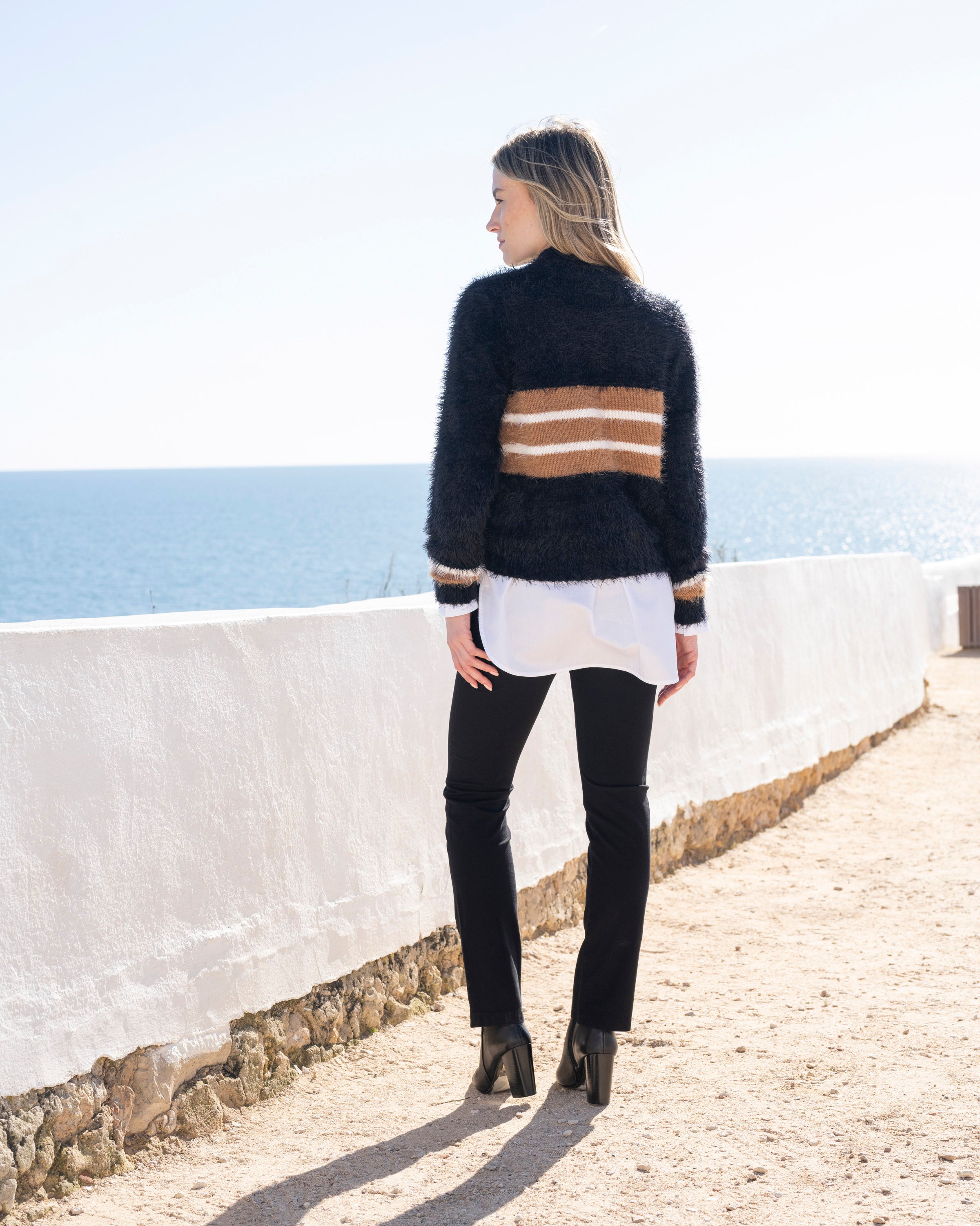 MARBLE SWEATER STYLE 8029 COLOUR BLACK/TOBACCO