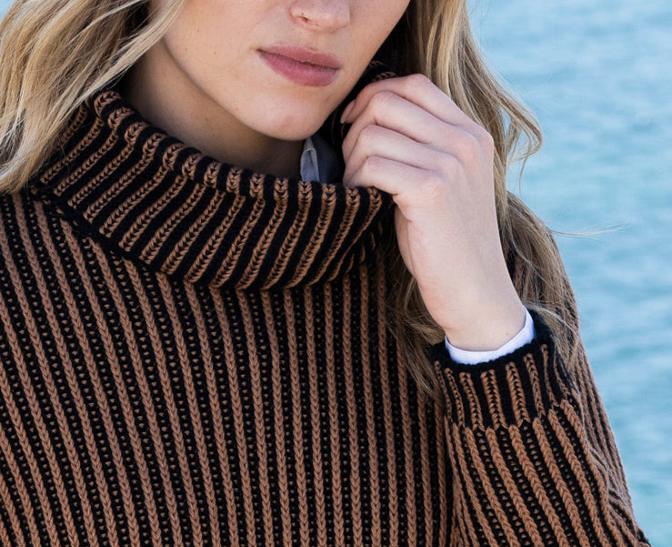 MARBLE SWEATER WITH DETACHABLE SNOOD STYLE 8100 COLOUR TOBACCO