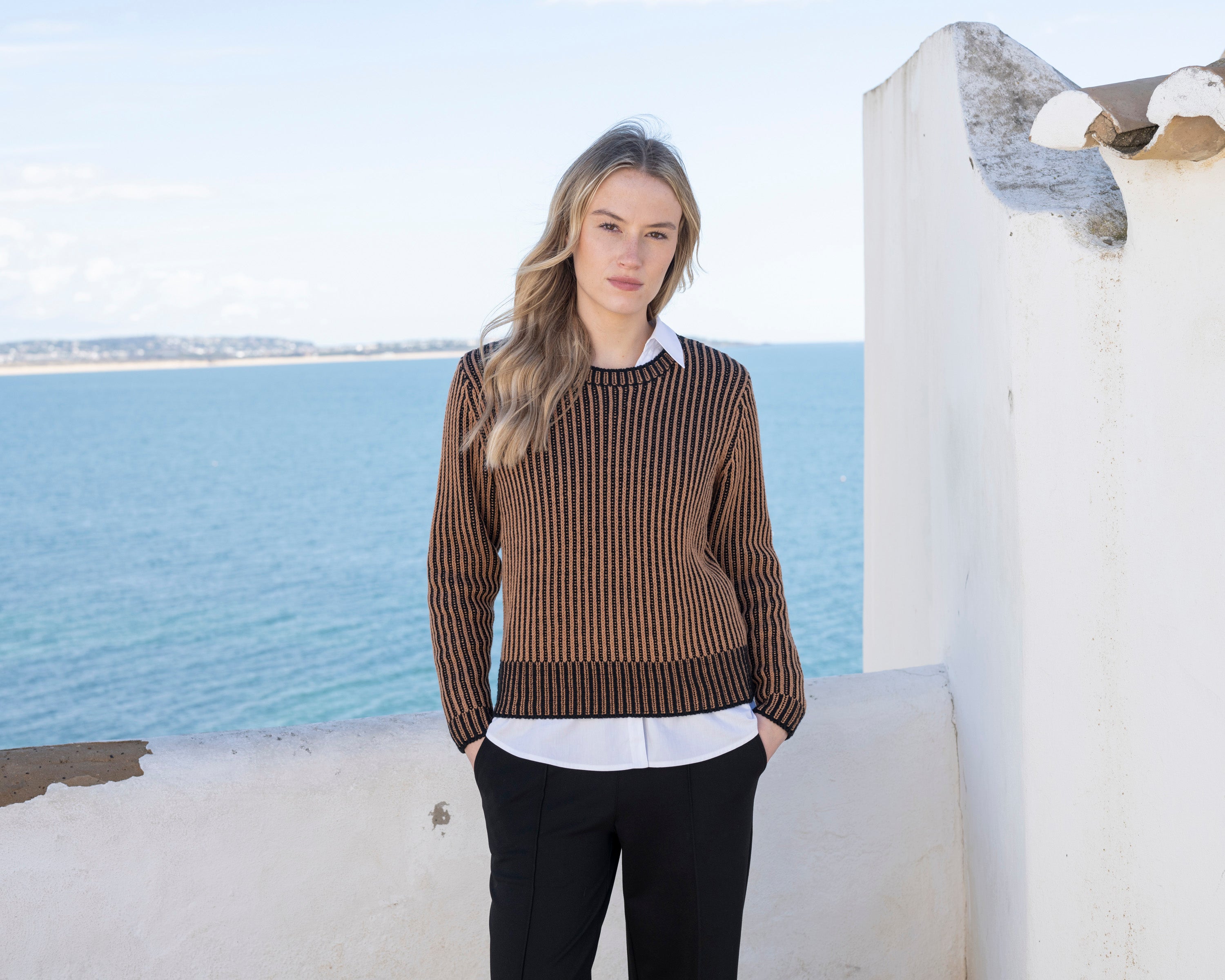 MARBLE SWEATER WITH DETACHABLE SNOOD STYLE 8100 COLOUR TOBACCO