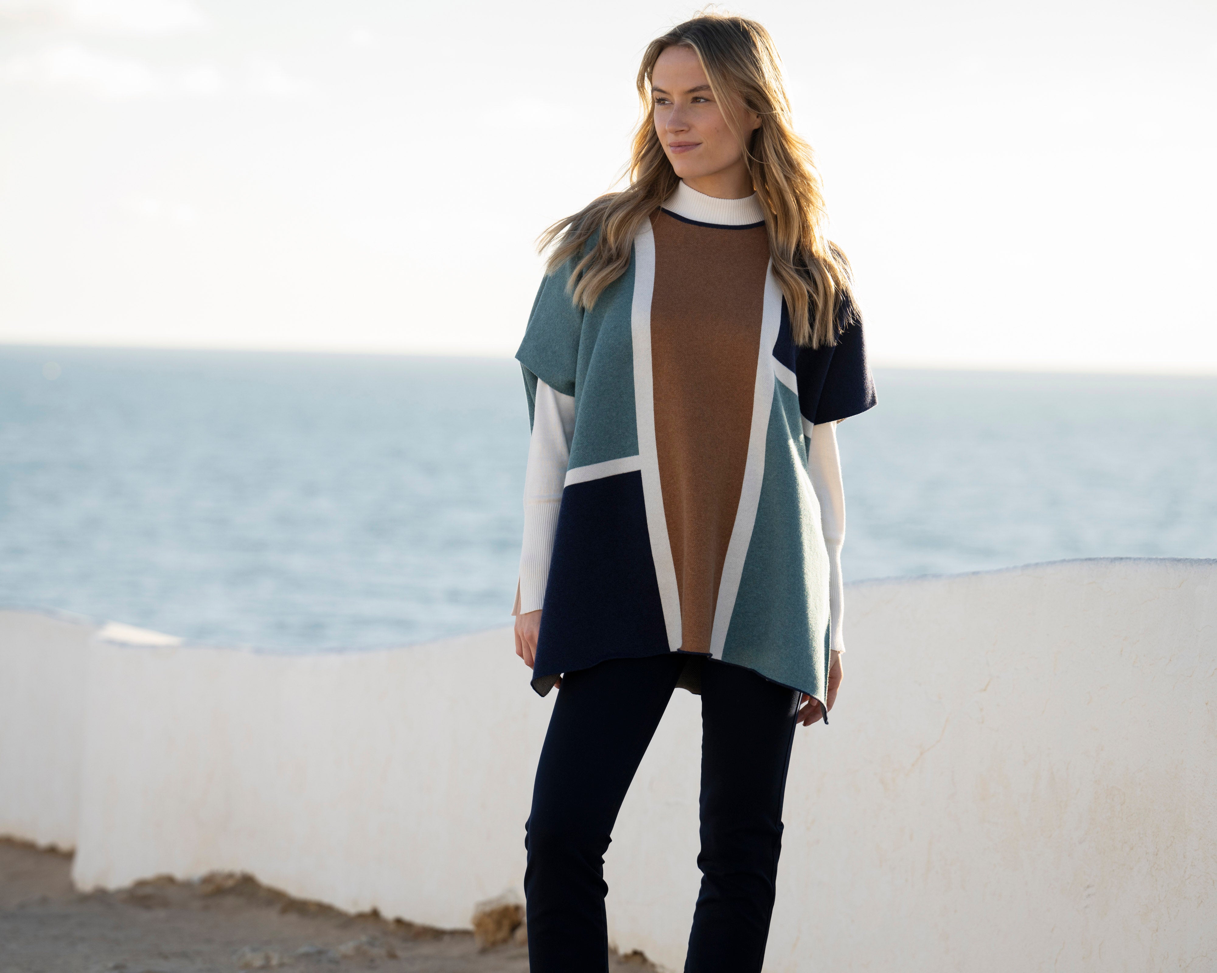 MARBLE CAPE STYLE 8112 COLOUR SEAFOAM/TOBACCO/NAVY