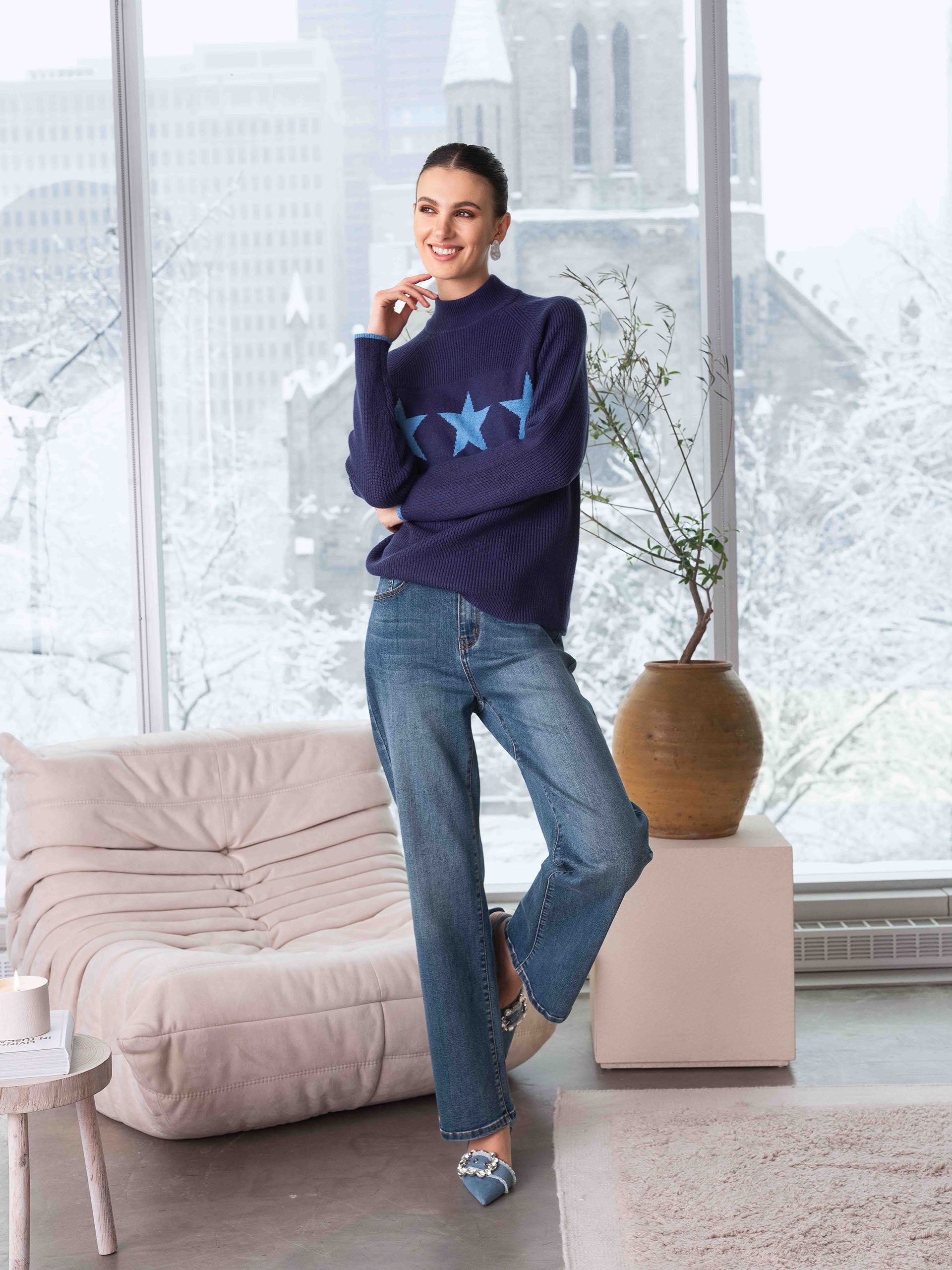 ALISON SHERI SWEATER STYLE A44478 COLOUR NAVY/BLUE