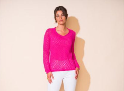 ALISON SHERI SOFT KNIT TOP STYLE A43108 COLOUR FUSCHIA