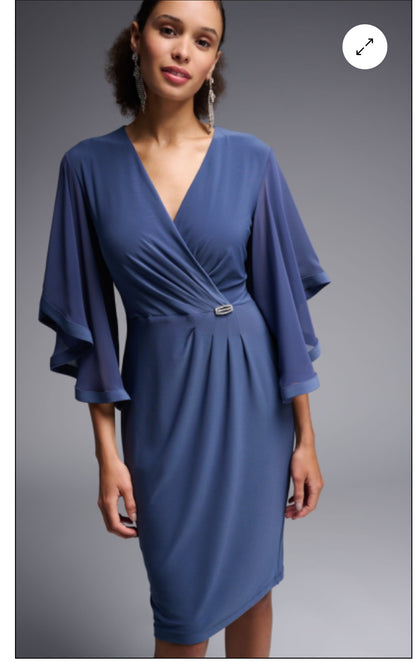 JOSEPH RIBKOFF DRESS STYLE 231771 COLOUR MINERAL BLUE