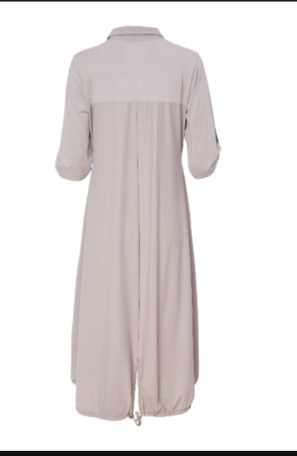 NAYA  JERSEY MIX DRESS/DRAWSTRING HEM | STYLE NAS24178/ COLOUR MINK