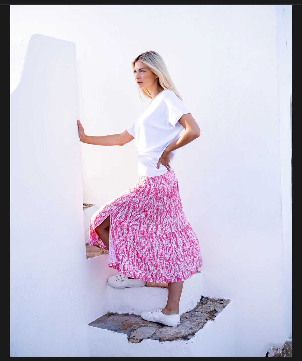 MARBLE 3 TIER MIDI SKIRT | STYLE 7405/COLOUR WATERMELON