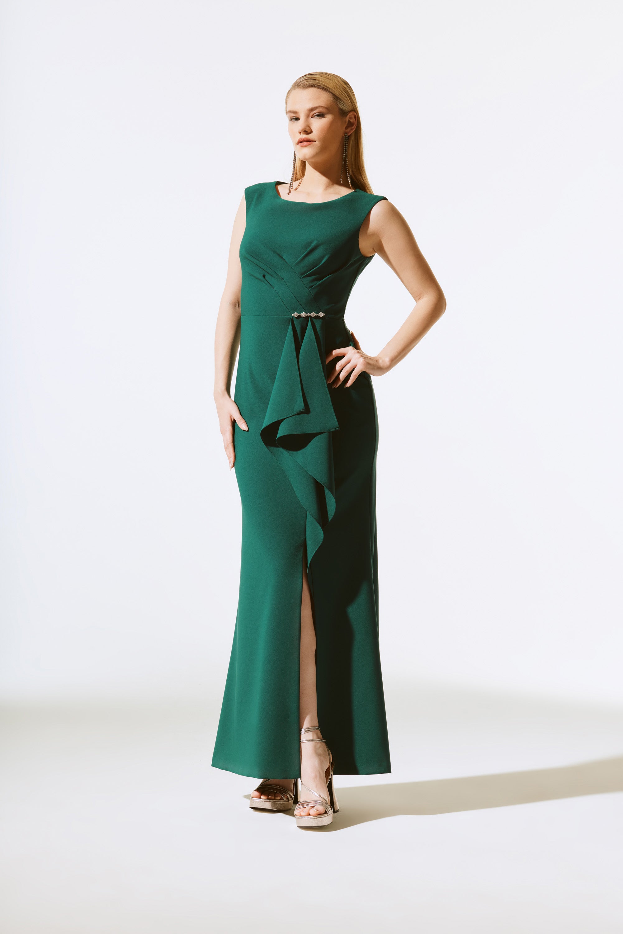 JOSEPH RIBKOFF LONG GOWN STYLE 243703 COLOUR ABSOLUTE GREEN