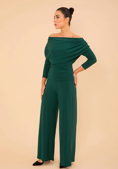 ATOM LABEL CARBON JUMPSUIT WITH SLEEVE COLOUR FOREST GREEN