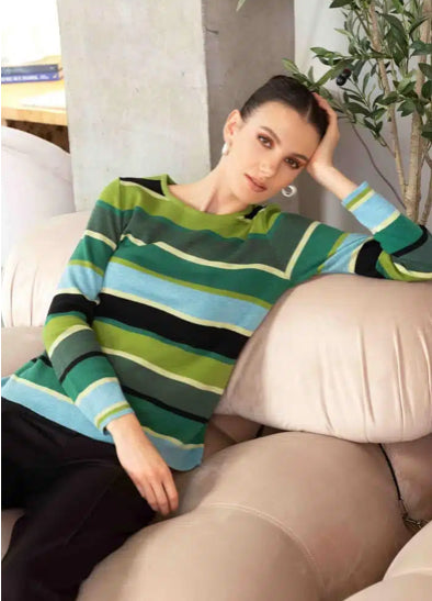 ALISON SHERI  STRIPED JUMPER STYLE A44108 COLOUR GREEN