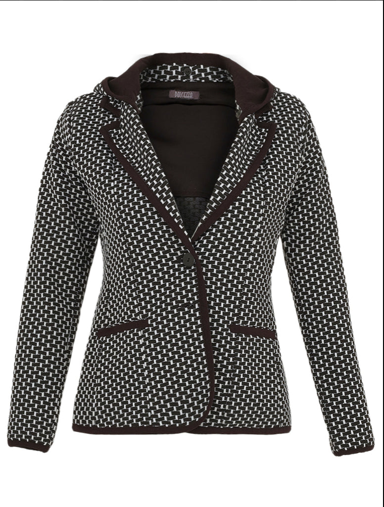 DOLCEZZA DETACHABLE HOODED  JACKET STYLE 74175 COLOUR BLACK/WHITE